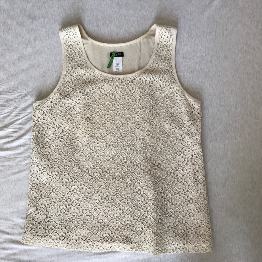 JCrew cream floral lace shell, size 4